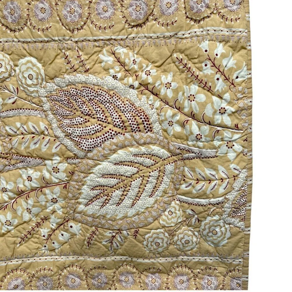 Restoration Hardware Quilted Pillow Sham Yellow Paisley Standard Pillowcase RefA
